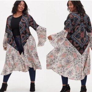 Torrid Mixed Floral Gauze Hi-Lo Longline Kimono